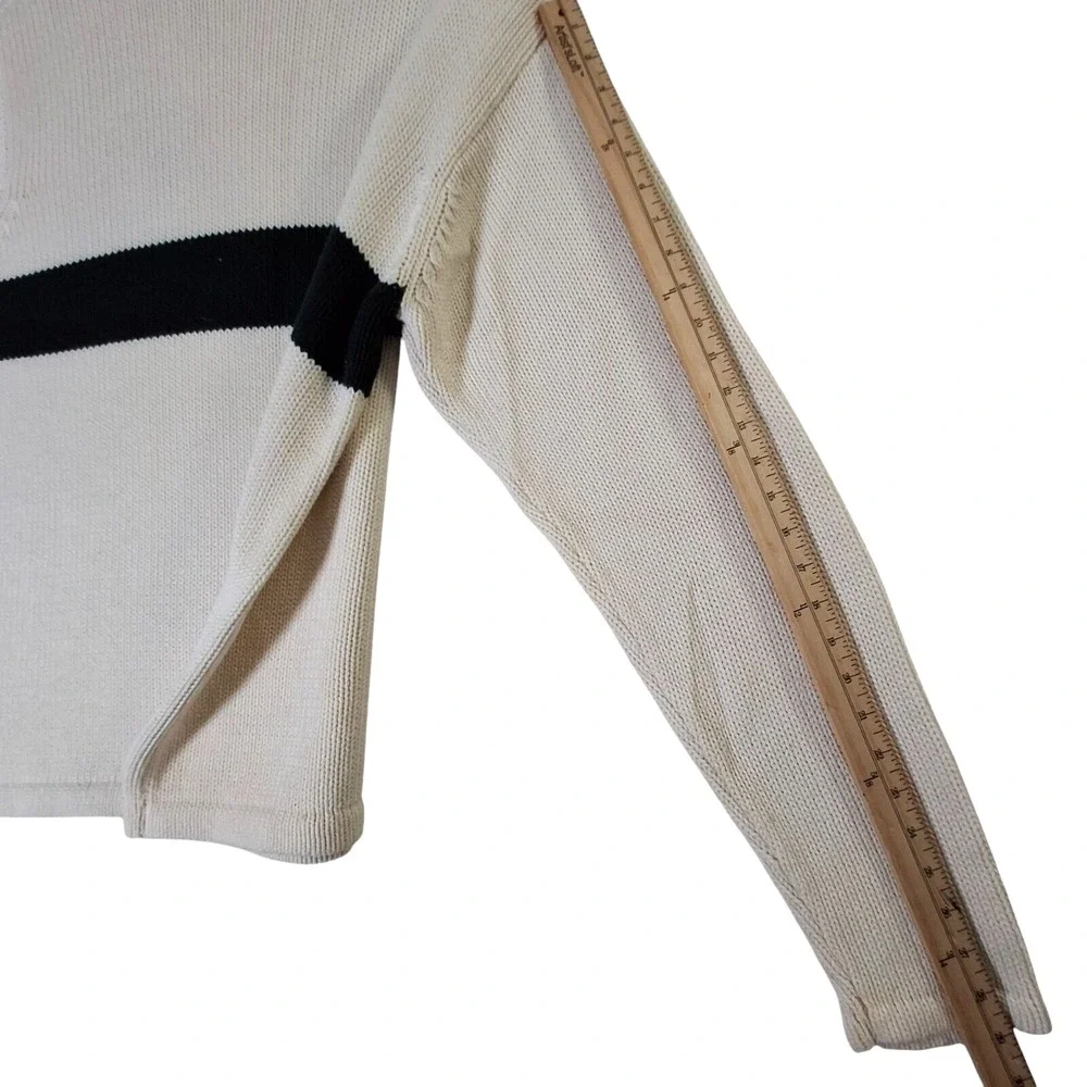 Polo Jeans Ralph Lauren Sweater XL Off-White Ribbed Knit Heavy Striped